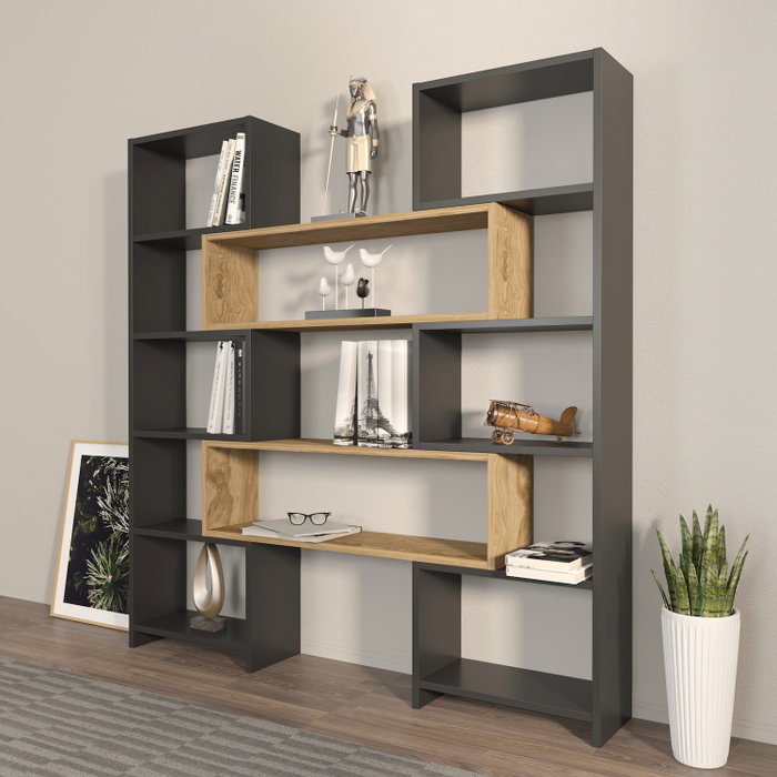Hanah Home Poyraz - Negro y Roble